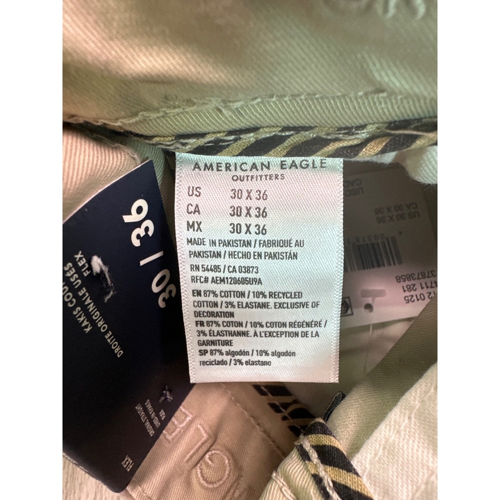American Eagle Flex Original Straight Lived-In Khakis 30x36 Tan Chino Pants New - Picture 3 of 9